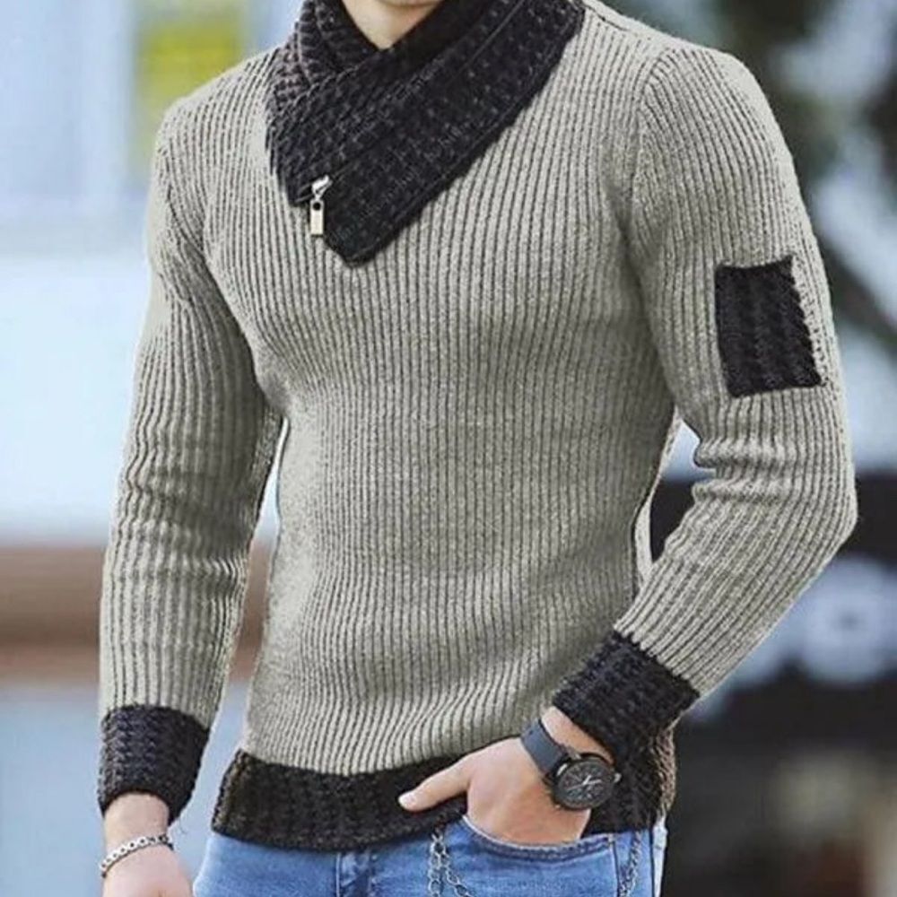 Men's Khaki and Black Sweater